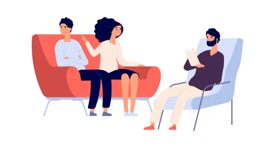 A therapist talking to a couple