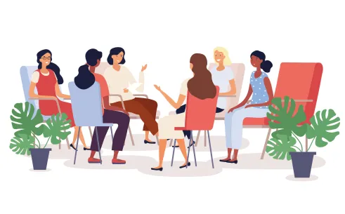 A therapist providing therapy to a group